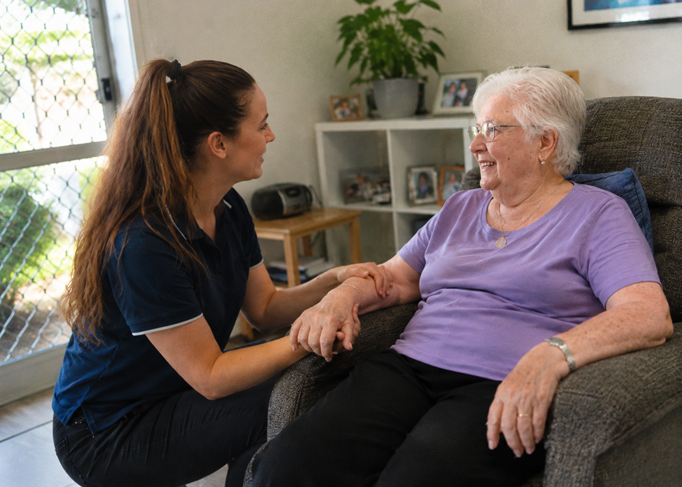 Person receiving comfortable therapy support