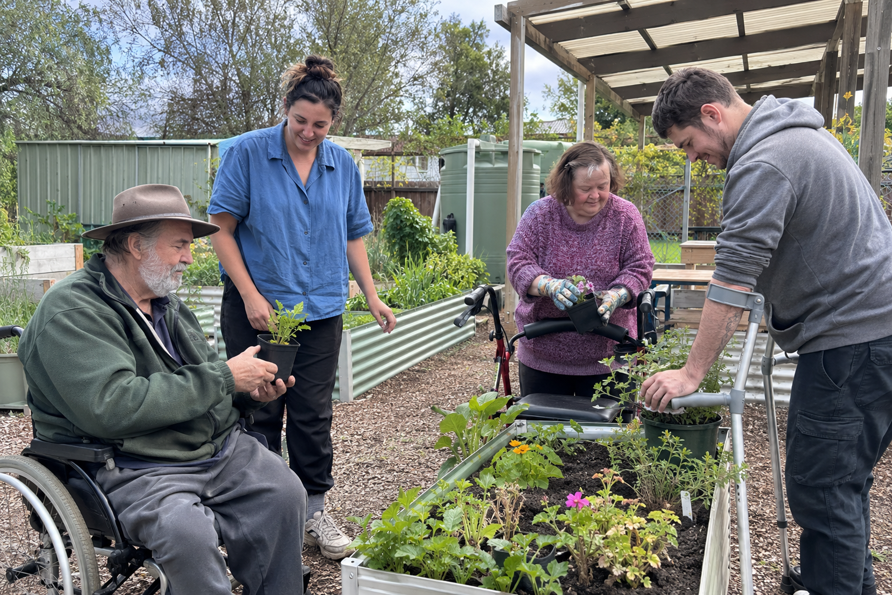 Person with support worker enjoying community activities
